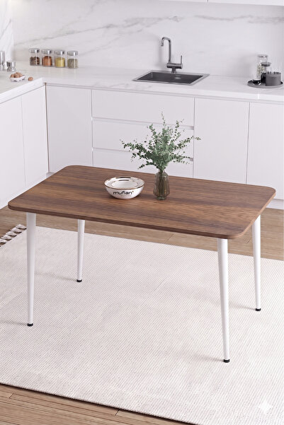 Mufian Concept İskandinav Modern Oval Köşe 70x110 CM Beyaz Metal Ayaklı Ceviz...