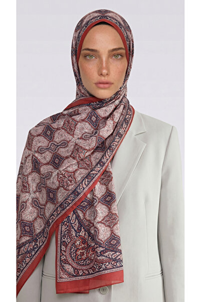 KARA Ahenk Patterned Cotton Shawl - Red