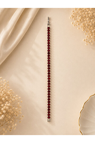 Lilith Takı سوار نسائي من بوردو ستون سو إرواد |   تصميم رائع باللون الفضي اللامع