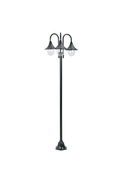 vidaxl Stalp iluminat gradina E27 220cm aluminiu 3 lampi verde inchis
