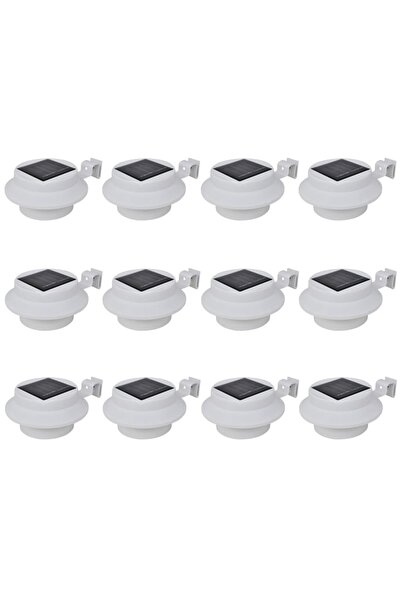 vidaxl Lampi solare de exterior pentru gard cu LED, 12 buc., alb