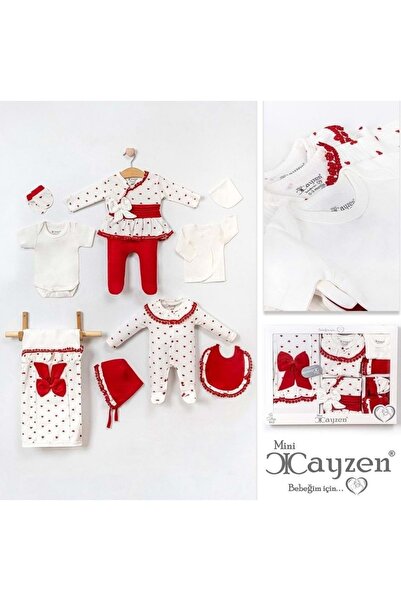 Cayzen Kalpli Dantelli 10 Parça Hastane Çıkışı 3007785 - KIRMIZI