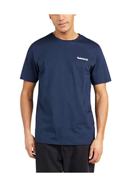 Timberland Ανδρικό Small Linear Logo Print T-shirt Μπλε TB0A5QQT-433
