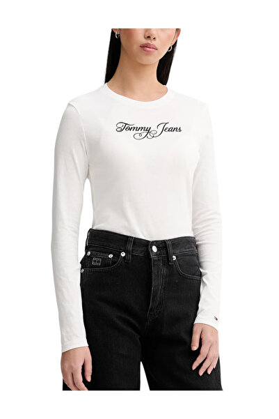 Tommy Hilfiger Γυναικείο Slim Μακρυμάνικο T-shirt Λευκό Tommy Jeans DW0DW2184...