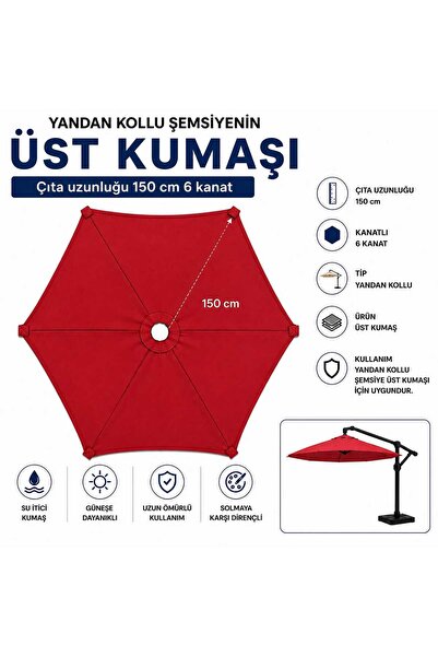 Şemsiyecim Yandan Kollu Şemsiye Üst Kumaşı 150 cm 6 kanat Su İtici