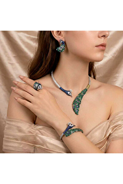 VELVIA Flyvia Royal Peacock Jewelry Set - 4 Pieces with High-Purity Zircon Inlay