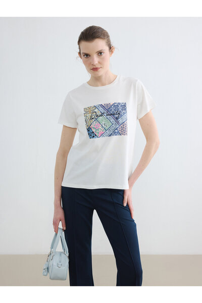 LC Waikiki Tricou pentru damă cu imprimeu cu gât crew
