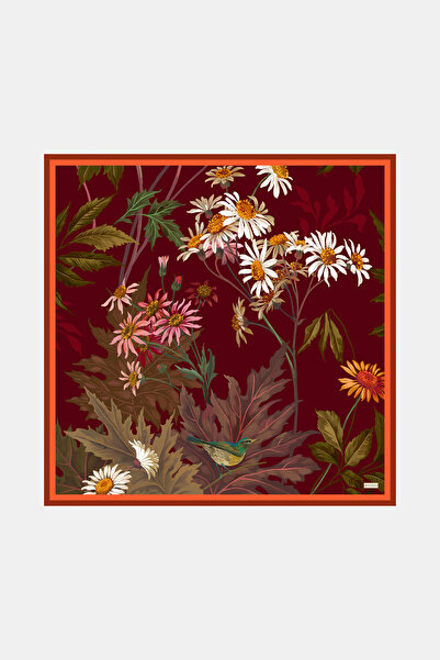 Vakko BORDO ÇİÇEK DESENLİ TWILL EŞARP