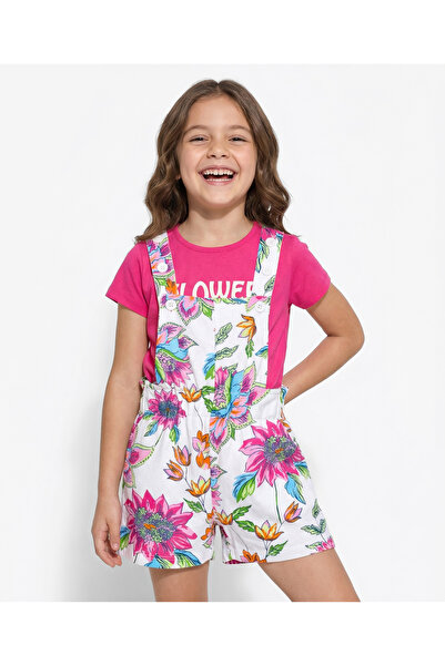 Ollington St. Cotton Floral Printed Short Dungaree & Half Sleeves Inner Top -...