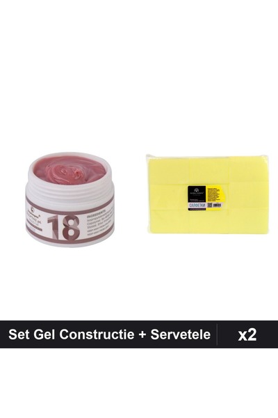 Makeup Set 2 Gel Constructie UV LED FSM 15g + 900 Servetele Unghii Galben
