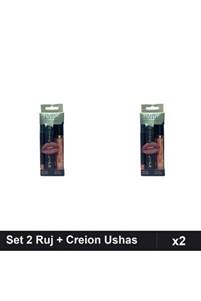 Makeup Set 2 Ruj + Creion Ushas nr 17, Buze Matte, Machiaj Profesional