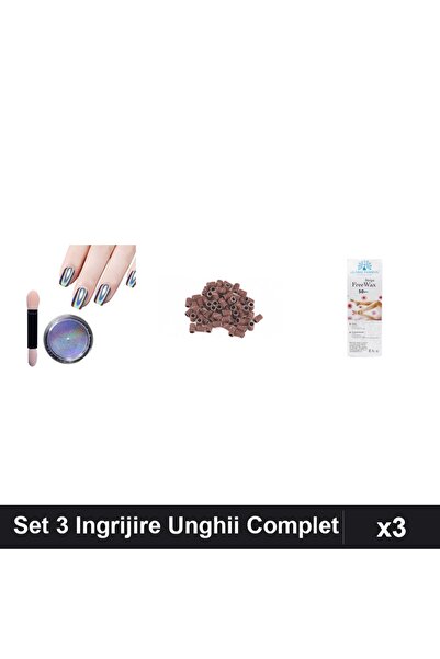 Makeup Set 3 Ingrijire Unghii - Pigment Holografic Unicorn, 20 Smirghele 120,...