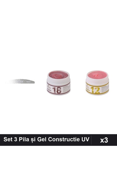 Makeup Set 3 Pila Unghii Emma 150/240 și Gel Constructie UV LED FSM 15g, Nuan...