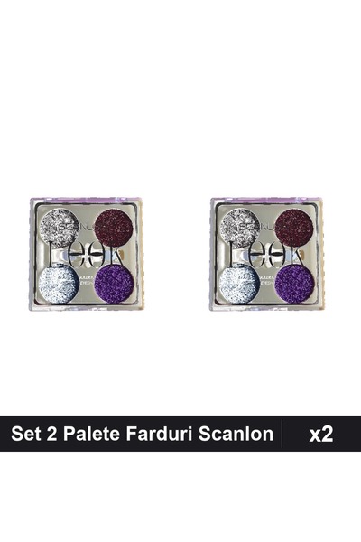 Makeup Set 2 Palete Farduri Scanlon Nr 2 cu Sclipici, Machiaj Profesional