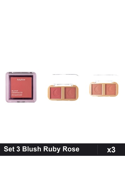 Makeup Set 3 Blush Ruby Rose Compact și Palete Cheek To Cheek, Nuante Mixte, ...