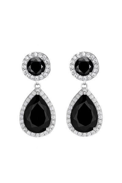 Raizel Long earrings with Stone-Embellished , Angelina Black