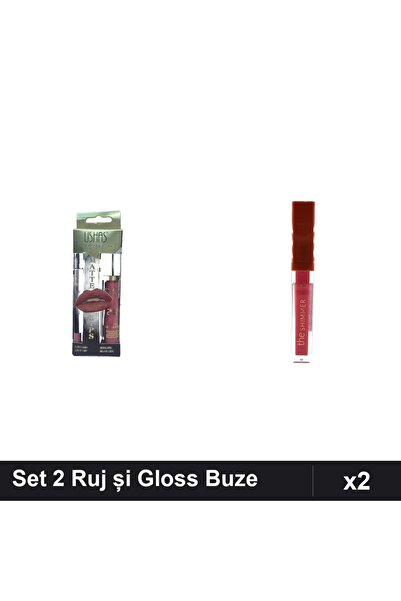 Makeup Set 2 Ruj Ushas nr 15 + Gloss Shimmer Ruby Rose 06, Buze Machiaj