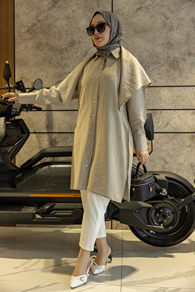 Suede Style 6435 - Comfortable Buttoned Shawl Detailed Long Women's Viva Cap