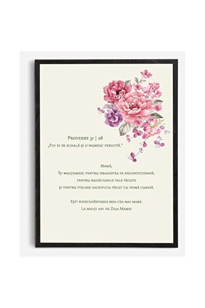 OEM Pictură florală cu verset biblic – Proverbele 31:28 dedicată Ziua Mamei. ...