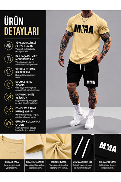 ORVIO Group Men's Mma Sports Set – Summer Combination with Shorts