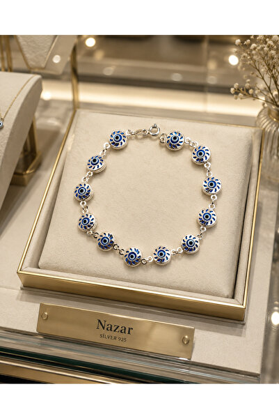 Frost Jewellry 925 ayar yuvarlak nazar boncuklu gümüş bileklik