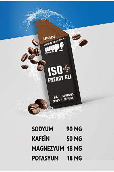 Water Up WUP ISO+ Enerji Jeli, Kafein ve Elektrolit, Espresso, 15 Saşe 45 gr