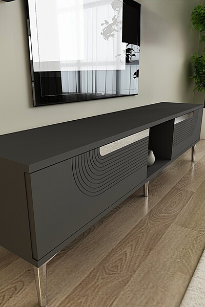 YUMEDİ DESİGN TSA1508AS - DÜNYA TV STAND , TV SEHPASI 150cm ANTRASİT-SİLVER