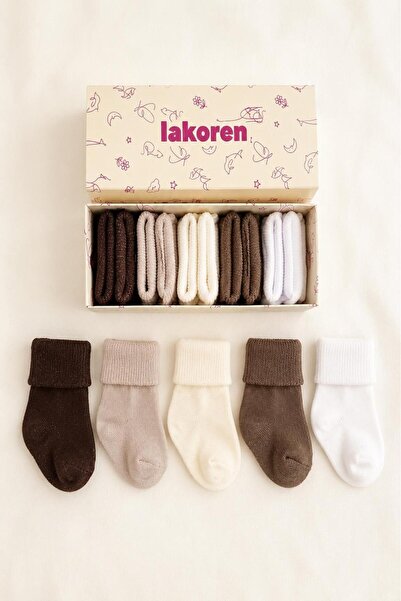 Lakoren جوارب أطفال حديثي الولادة فاخرة من القطن العضوي، عبوة من 5 قطع