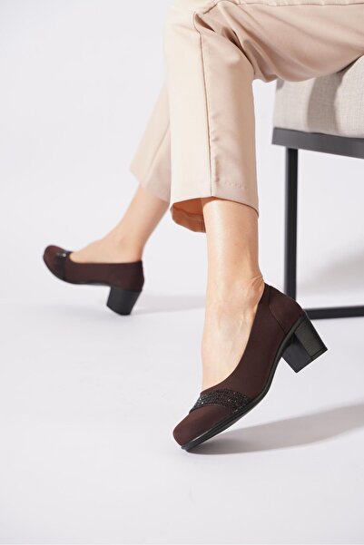 Moda Pie Desras belt buckle heeled women's high heels coffee