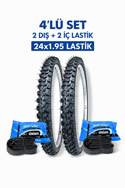 Aziyah 24x1.95 Bisiklet İç ve Dış lastik seti (2 İç 2 Dış 24x1.95 lastik) 24 ...