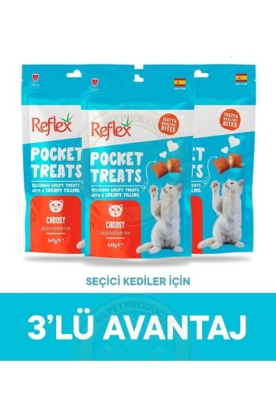 Reflex Pocket Treats Choosy - Seçici Kediler için Tavuklu Kedi Ödül Maması Se...