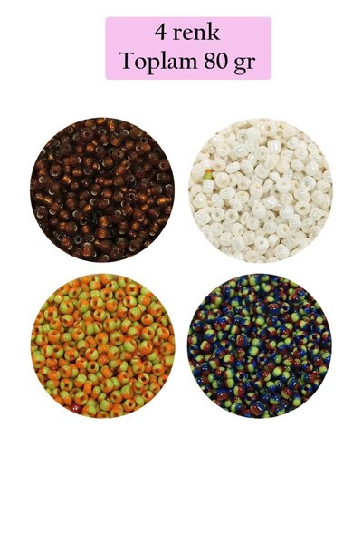 Royaleks Group Bulk glass sand beads (11/0) 2 mm - 4 colors - total 80 grams ...