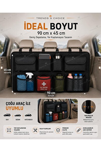trends's choice 8 Cepli Premium Araç Bagaj Organizeri Koltuk Arkası Düzenleyici