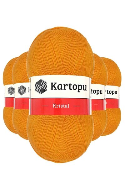 atastore2017 5 Pcs Crystal Double Fold Hand Knitting Fiber Yarn Orange K312