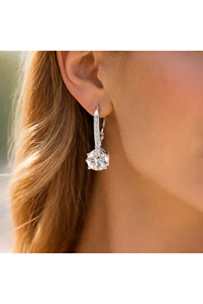 Zumzeria Silver Stud Earrings with Rhinestones