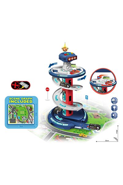 Zumzeria Pistă circulară auto cu turn de control, cu sunete și lumini, scară ...