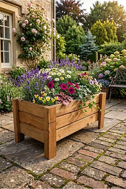 worldofwood Ahşap Saksı Saksılık Büyük Boy Saksı 60x30x30Cm