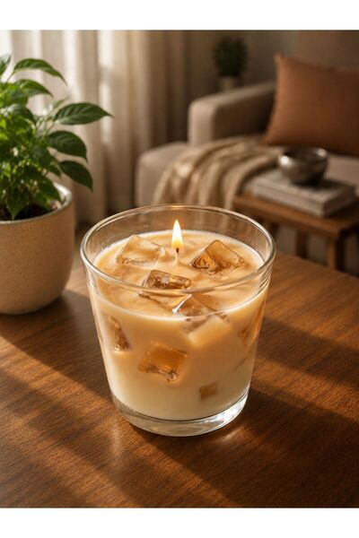 justbaby Ice Latte Kokulu El Yapımı Cam Bardaklı Soya Mumu
