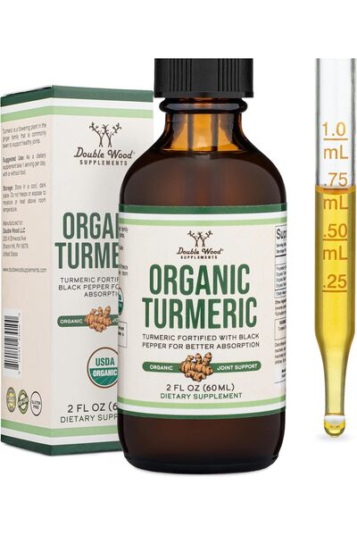 Double Wood Supplements قطرات الكركم مع الفلفل الأسود، مكمل الكركم العضوي 118...