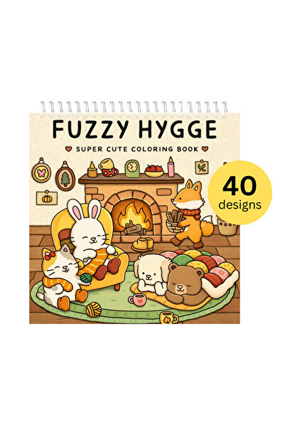 OEM Carte de colorat Fuzzy Hygge, Ilustrații cu animale amuzante și drăguțe p...