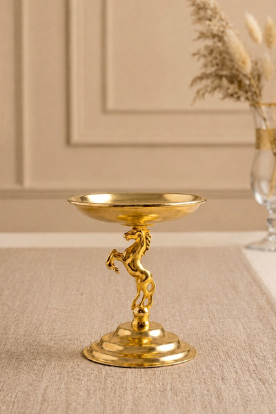 Kitchen Life Country Gold Decorative Presentation Bowl with Horse Figure - St...