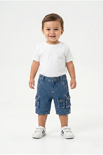 MARCO DONATELI Boys Denim Cargo Bermuda, 18M