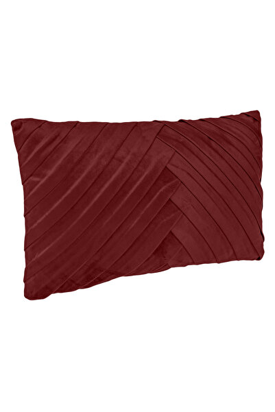 Zumzeria Pernă decorativă din catifea bordo cu dungi în relief pentru canapea...