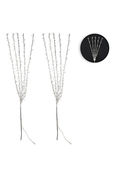 Zumzeria Silver Decorative Branches with Stones & 30 LED Lights 75cm - 2pcs