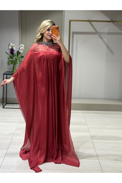 bordo abaya krep şifon