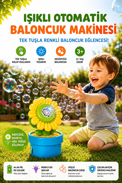 Flower Shaped Automatic Battery-Powered Lighted Bubble Maker Toy Bubble
