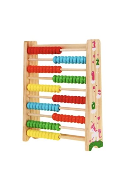 sallma Numaratoare din lemn, abac educativ multicolor cu 100 de bile pentru c...