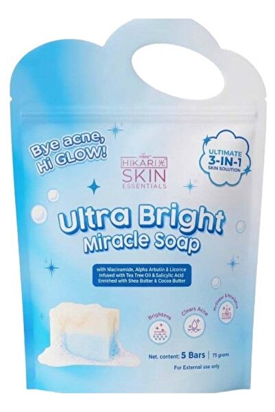 Hikari BYE acne Hi GLPW SKIN ESSENTIALS ULTRA BRIGHT MIRACLE SOAP 5BARS/75GRA...