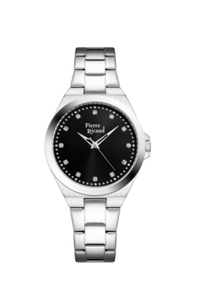Pierre Ricaud Pierre Ricaud watch, silver stainless steel, 36mm case, black d...