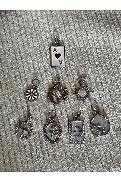 bijoux uniques 8 adet kararmaz gümüş kaplama kolye ucu